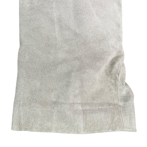 Genuine Suede Button-Up Jacket M Terry Lewis leather gray pockets longline - Picture 6 of 10